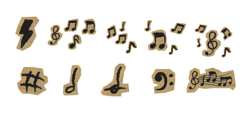 Scrapbook music notes doodle, vector illustration