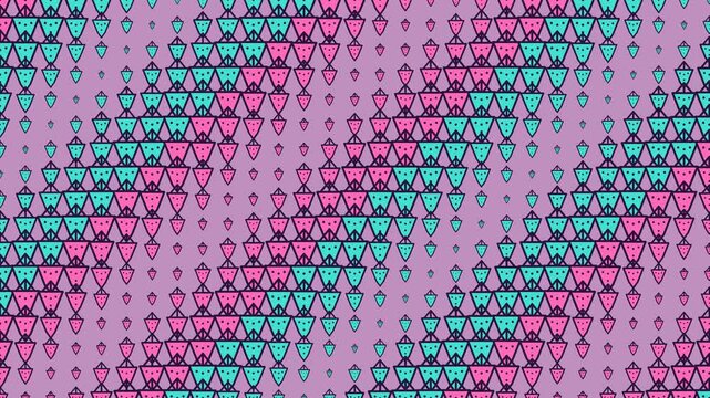 Turquoise Pink Strawberry Geometric Wave Animation