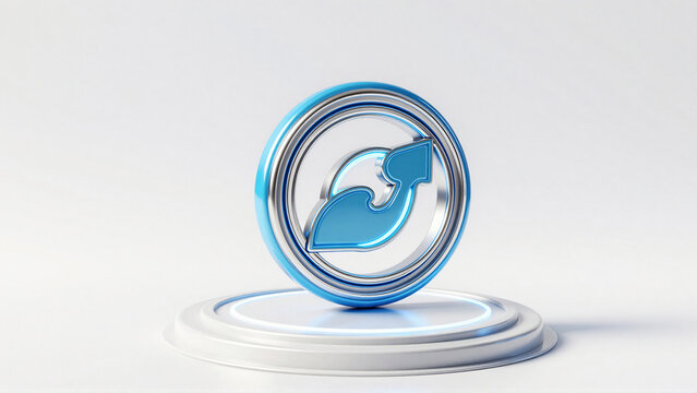 Dynamic 3D refresh strength icon on futuristic podium