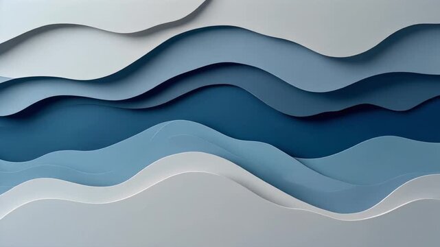 Blue paper cut wave layers loop animation with copy space