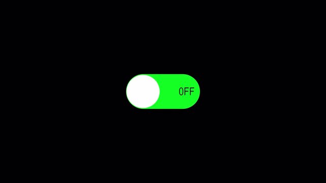 On off toggle switch button animation on transparent background 4k video. Turning on-off animation.


