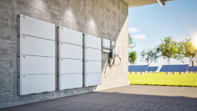 Group of home batteries or energy storage systems in garage