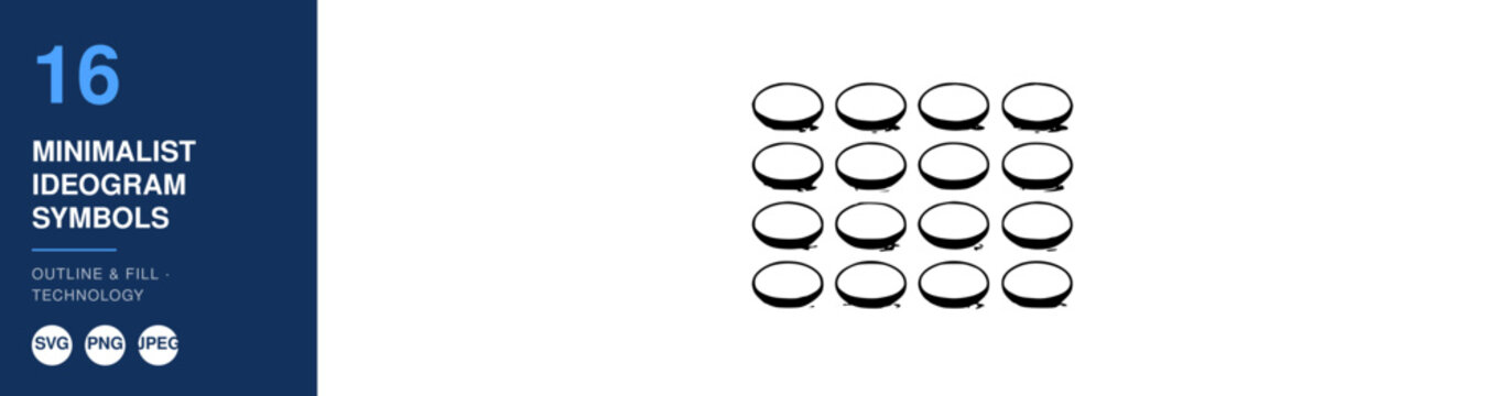 Minimalist Ideogram Symbols Nameplate, Outline and Fill Technology, Modern Graphic Design, Vector Illustration.