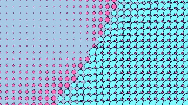 Cyan and Pink Apple Halftone Diagonal Motion Loop