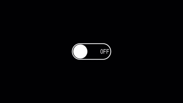 On off toggle switch button animation on transparent background 4k video. Turning on-off animation.