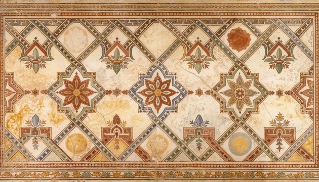 Antique Italian geometric fresco pattern