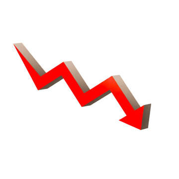 Downward zigzag arrow in red and gray
