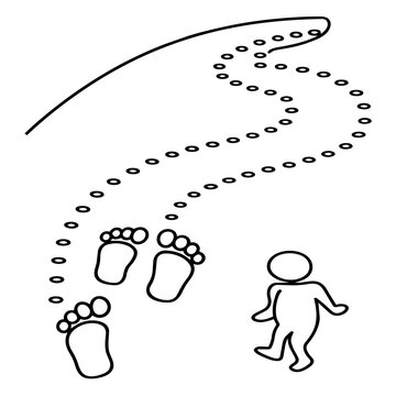 growth mindset lineart small steps footprints forming big path growth journey hand drawn black and white outline