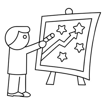 growth mindset lineart star chart with progress steps filling up achieve hand drawn black and white outline