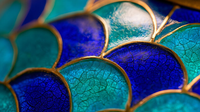 Cloisonne enamel texture background vivid cobalt and turquoise with gold wire
