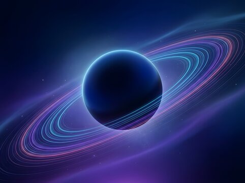 Mysterious Glowing Celestial Sphere Surrounded by Ethereal Swirling Rings of Cosmic Light Against Deep Space Void