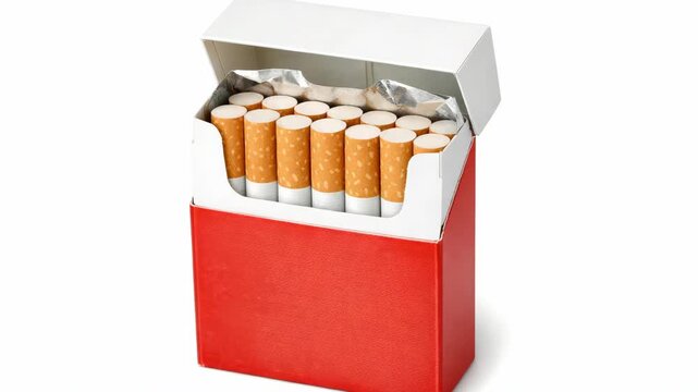 The cigarette pack is partially opened and contains a few remaining sticks. It appears as though someone has smoked some of the cigarettes already.