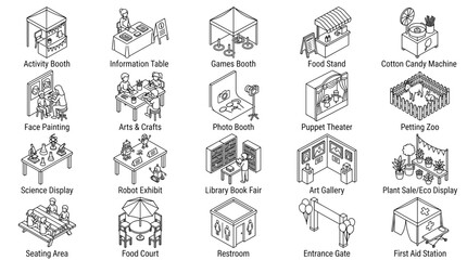 Obraz premium Isometric Festival and Fair Icons Set