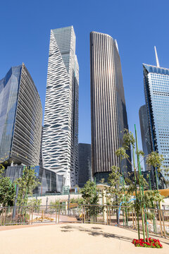 Riyadh skyline KAFD King Abdullah Financial District banks offices skyscrapers in Riyadh, Saudi Arabia