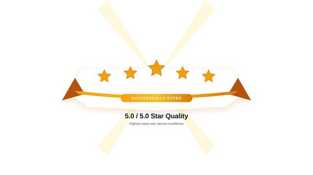 Animasi Five Star Path Fill Ribbon Banner 4K Motion Graphic Animation | Seamless Loop