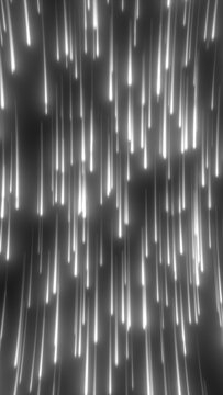 Vertical white light streaks falling across a dark monochrome background, creating an abstract effect of speed and motion.