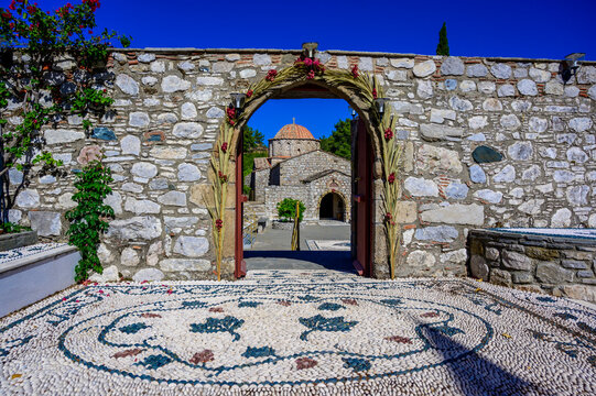 Historic Moni Thari Monastery Surrounded by Nature on Rhodes Island, Greece