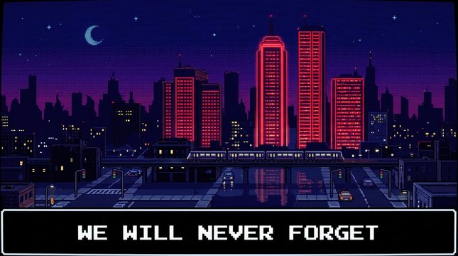A Reflective Pixel Art Tribute For Patriot Day Commemorating Unity Resilience And The Enduring Spirit Of A Nation Standing Strong In Memory
