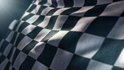 Fototapeta premium Waving racing finish flag in motion background