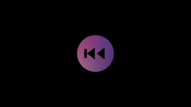 Purple Gradient Circle Previous Track Rewind Button Icon Animation video..