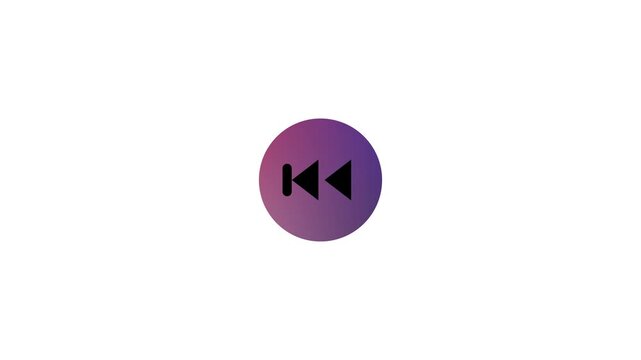 Purple Gradient Circle Previous Track Rewind Button Icon Animation video..