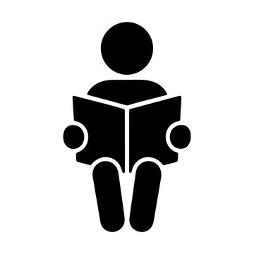 Person reading a book pictogram icon vector illustration with education learning knowledge literature