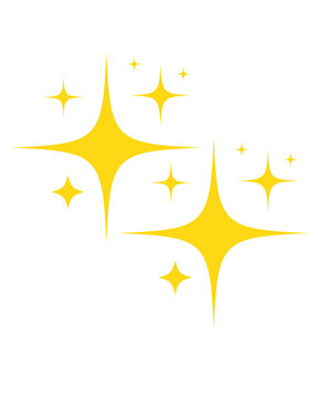 Yellow sparkle star cluster vector icon isolated on transparant background