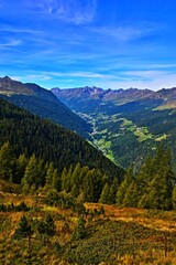 Austrian Alps - view from the path to the Ascher Hutte of the Paznaun valley and the Alps © bikemp