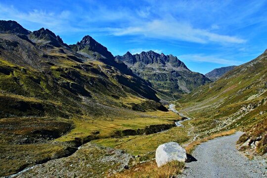 Austrian Alps - view of the Ochsental valley near the Silvretta reservoir