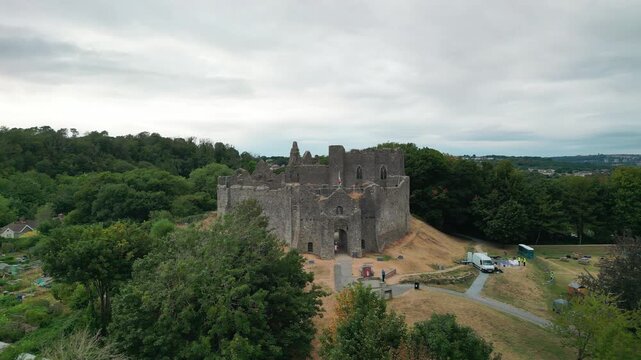 Aerial View of Swansea Castle in Wales, UK