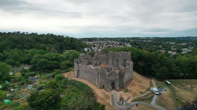Aerial View of Swansea Castle in Wales, UK