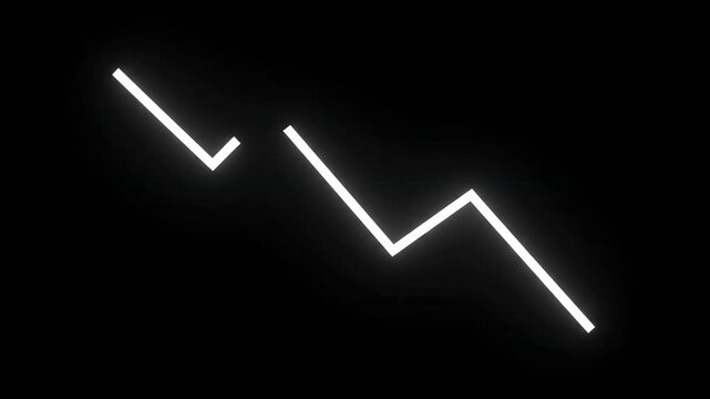Abstract white glow zigzag line on black background symbolizing energy and minimalist light streak