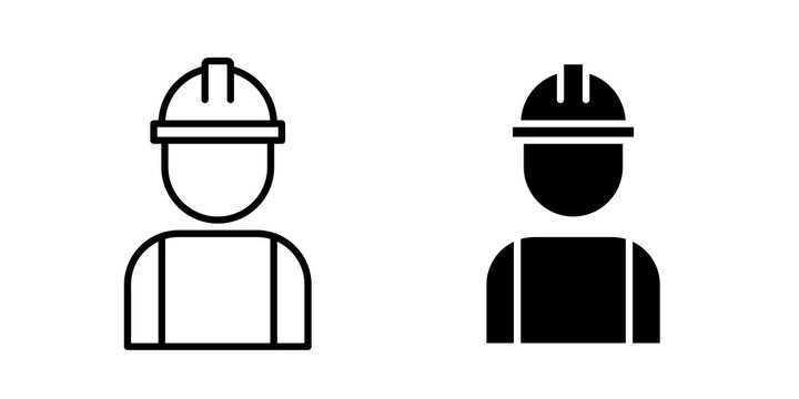 Construction worker icon flat pictograms pack