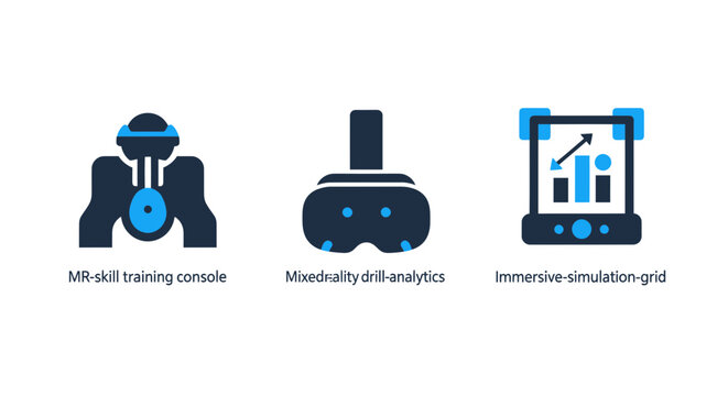 Mixed reality training console modality in analytics immersive simulation grid technology icons modality analytics simulation technology immersive training hardware interface software