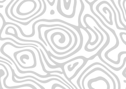 An abstract monochrome pattern of soft gray contour lines and organic swirling shapes, resembling a minimalist topographic map on a white background.