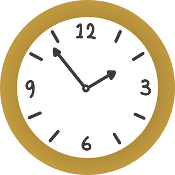 Round wall clock with golden frame illustration