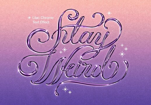 Lilac Pastel Chrome Text Effect For Poster And Branding Design