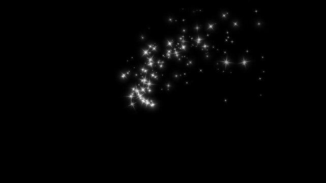 Magical star line sparkle sequence in 4k with cartoon glittering glow path, twinkling light flash, dynamic stardust burst, and shining ray
