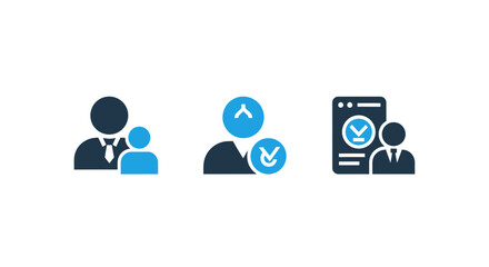 Fototapeta premium Business partnership and organizational team management icons set with business partnership organizational management employee customer corporate enterprise interface internet illustration