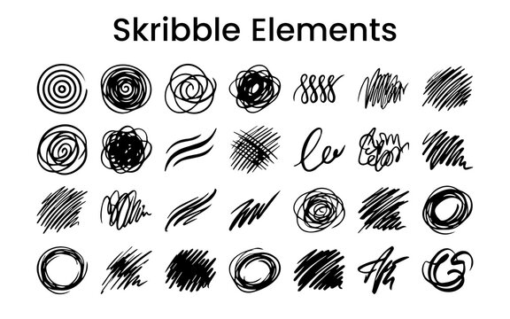 Hand Drawn Messy Swirls Crosshatch and Hatching Lines Skribble Vector Pack