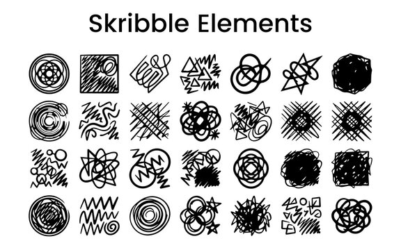 Hand Drawn Geometric Abstract Scribble Elements Vector Set