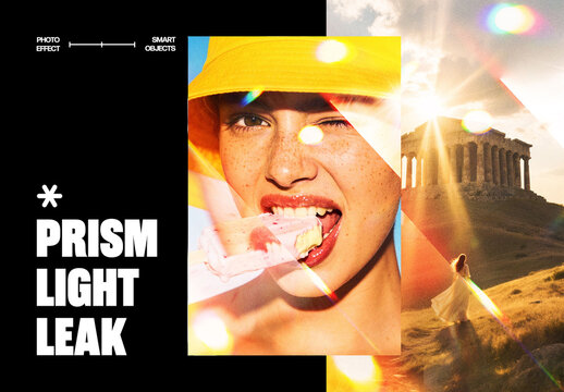 Prismatic Light Leak Photo Effect For Poster And Print Design