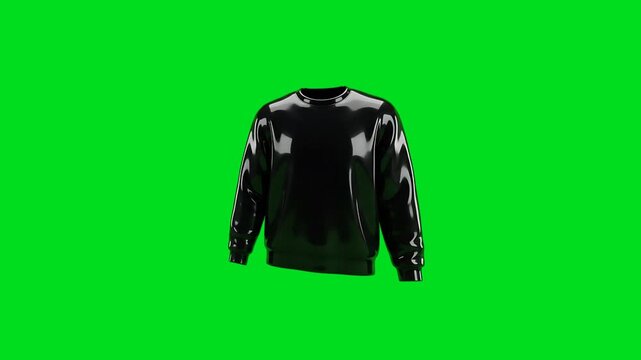 A sleek black long sleeve sweatshirt isolated on a vibrant chroma green screen