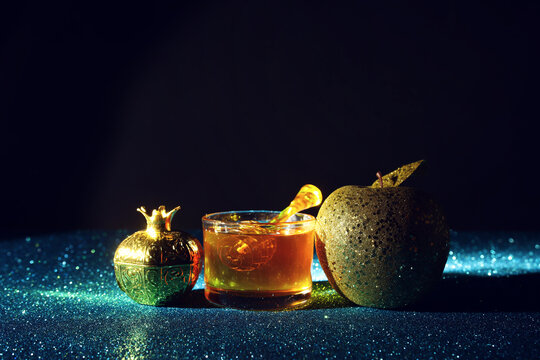 Rosh hashanah (jewish New Year holiday) concept. Traditional symbols