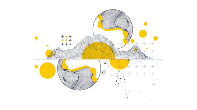 Trendy abstract wireframe background. Modern science or technology art elements. Surface illustration.