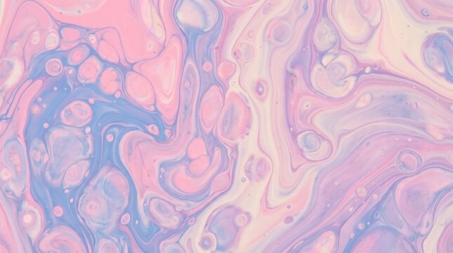 Abstract fluid painting with swirls of pastel pink and blue liquid acrylic colors. Perfect for textile prints, artistic packaging, and modern corporate backgrounds.