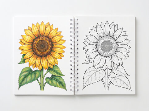 Cute kids coloring page and outline worksheet