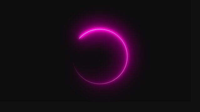 Bright neon pink glowing circular loading ring icon with a soft light effect isolated on a transparent background for digital user interface web design