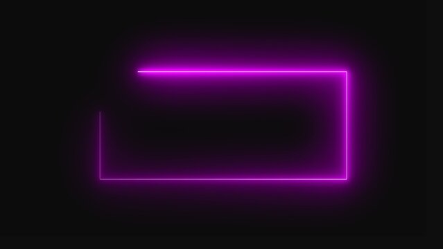 Bright purple neon light rectangle frame glowing in the dark as a simple digital border design element for modern social media posts and graphic presentations