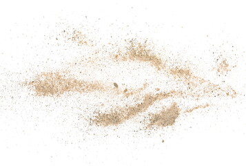 Obraz premium Dry cement and sand with small stones isolated on white background and texture, clipping path, design element